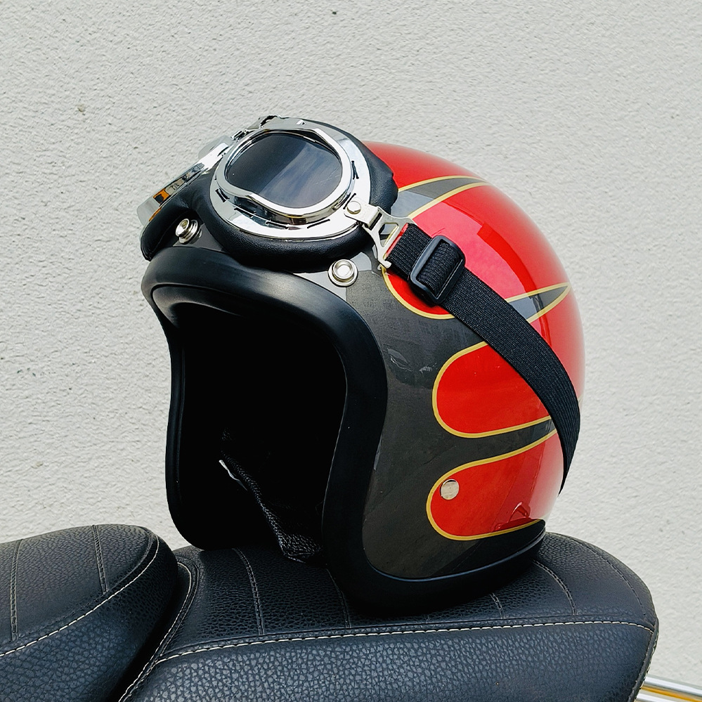 500TX Helmet Half — Motuoche Motosiklet kaskı (dəbilqə) - yellow-flower-pilot-goggles-xxxxl