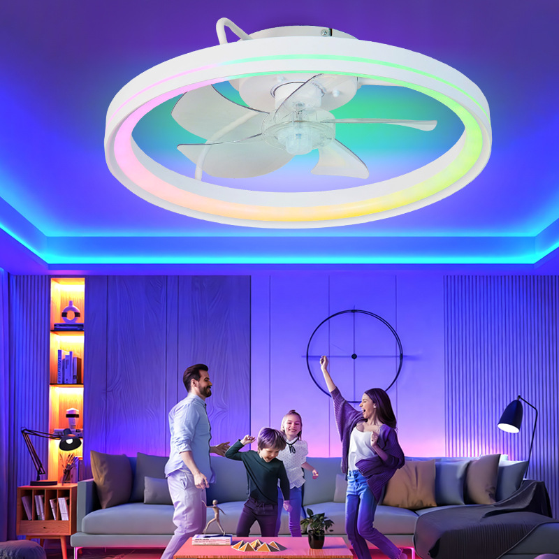 Ventilador de Techo con Luz Inteligente de Plástico, RGB con Control Remoto y App, para Dormitorio y Sala image 5