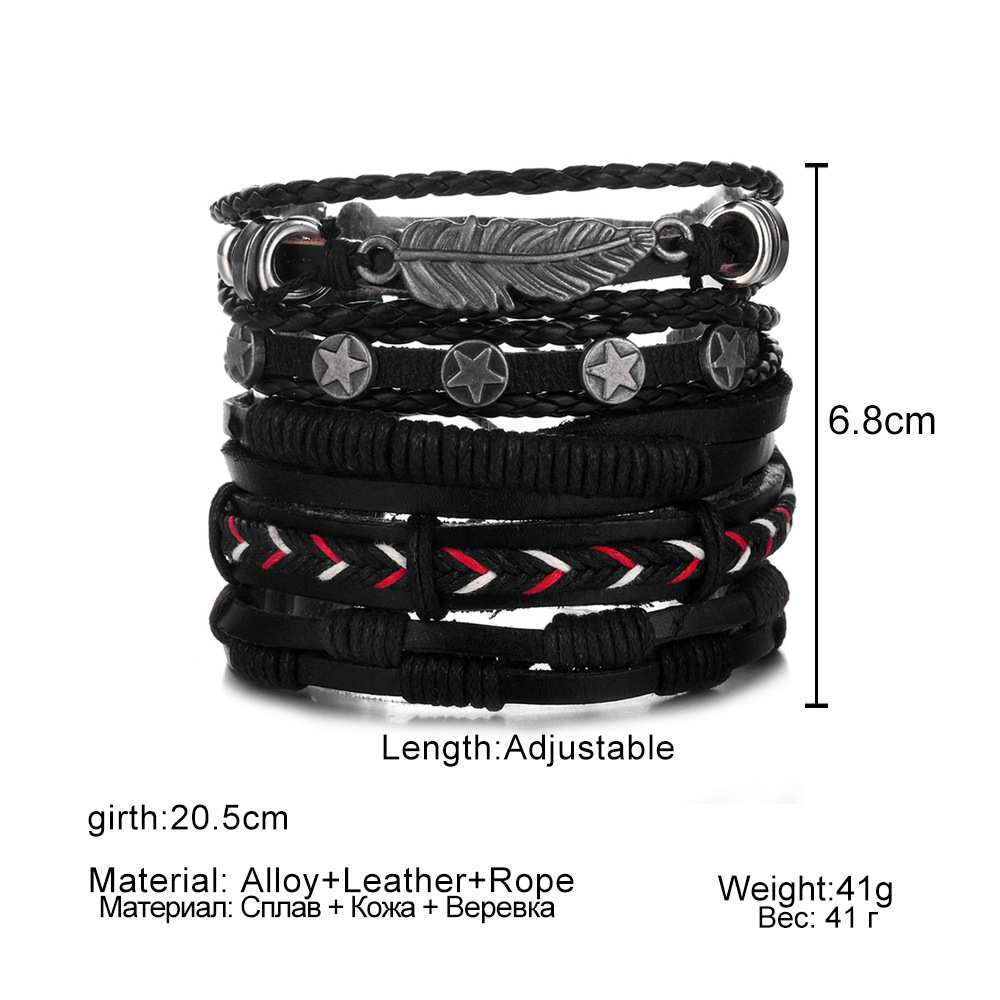 25g Weight Bracelets Classification Street Occasion Pu Leather Material Solid Color Pattern Unisex Gender Layered Design Ethnic Style Style Ethnic Style Solid Color Pu Leather Layered Unisex Bracelets 无