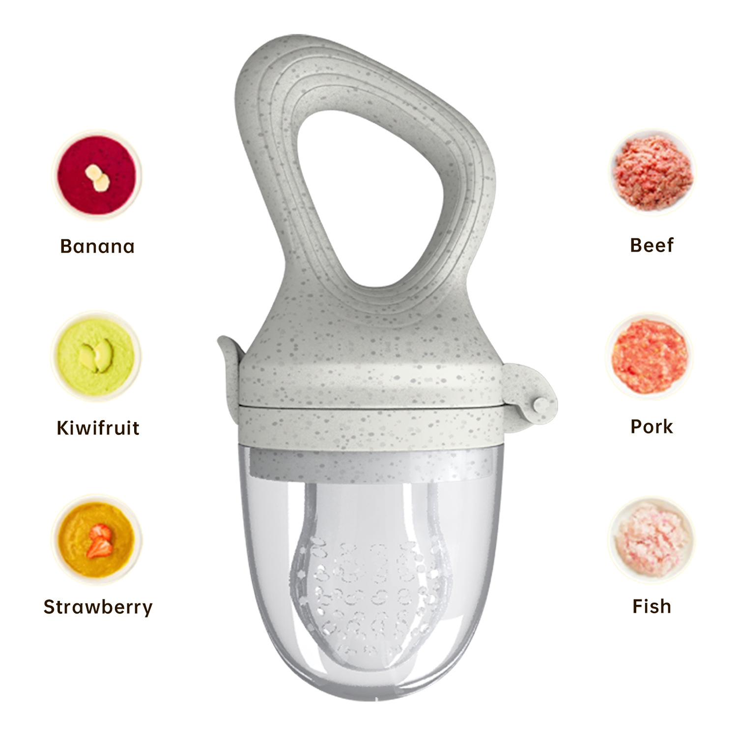 Alimentador de frutas y verduras para bebé, hecho de paja de trigo y silicona, mordedor con malla, utensilio de alimentación infantil