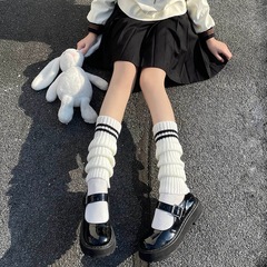 Jk靴下カバークロスボーダー新作シースニットストライプlolitaカフカバーロリータニットかわいい暖かい足ソックスカバー
