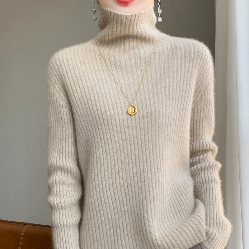 100 шерстяной свитер, Женская водолазка, готовый свитер первой линии, новая свободная утолщенная трикотажная нижняя рубашка, Женский Внутренний верх