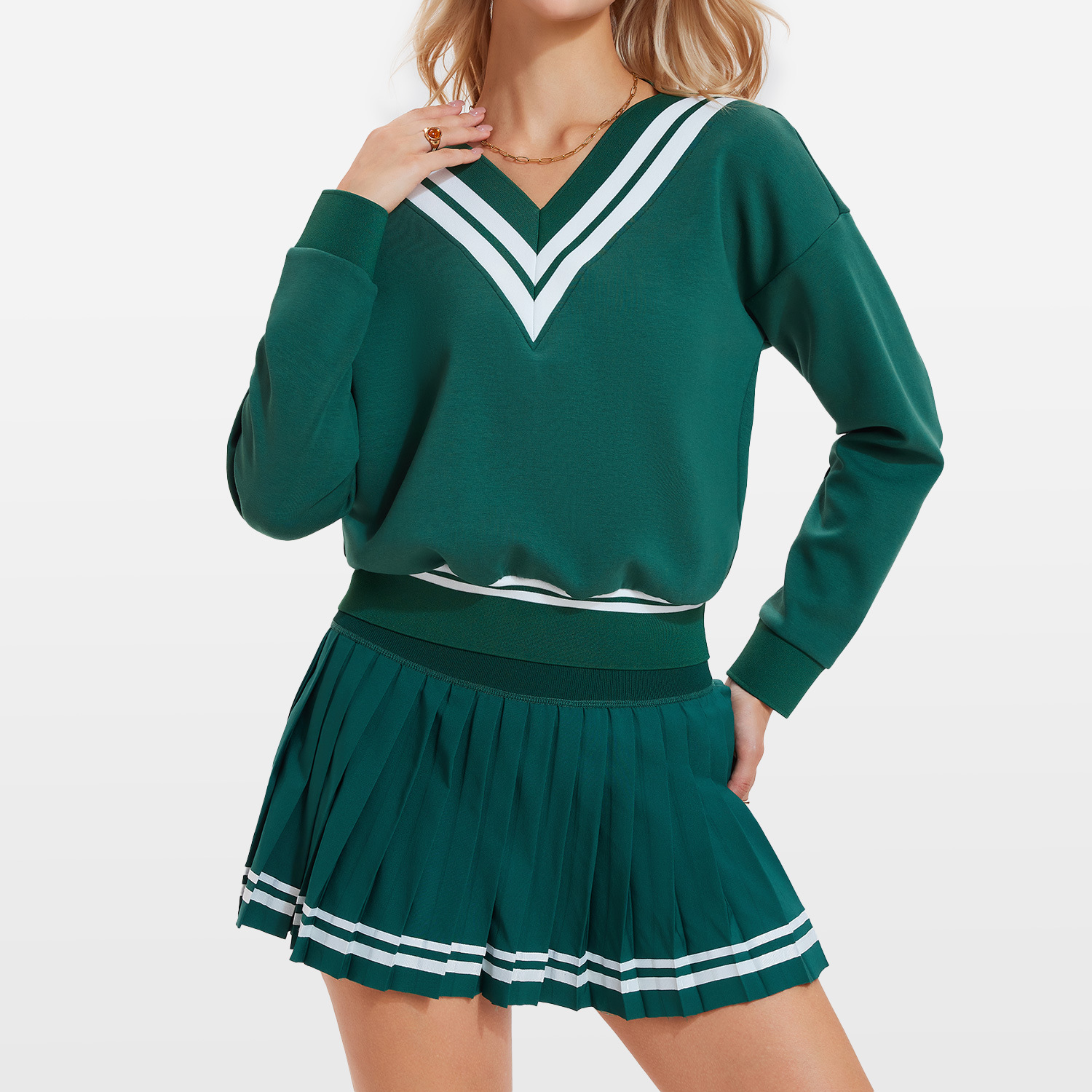 Yoga transfronterizo camiseta de mangas largas camiseta de cuello v deportivo de golf polo de entrenamiento al aire libre set de tenis