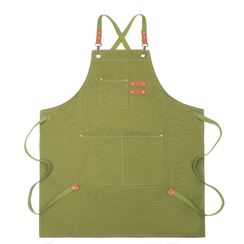 Delantal Mandil de Cintura en Lona de Algodón y Poliéster Impermeable para Cafetería y Restaurante