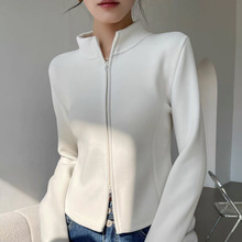 石墨烯瑜伽外套女秋冬5新修身显瘦保暖上衣小立领加绒加厚瑜伽服