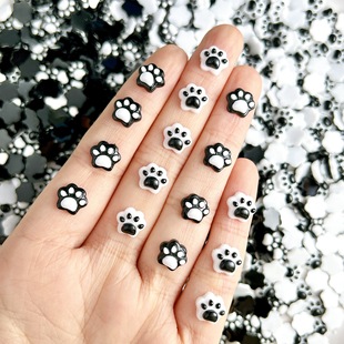 New Black and White Cute Luminous Cat Claw Nail Jewelry Resin Nail Diy Cream Gel Hair Card Accessories Batch