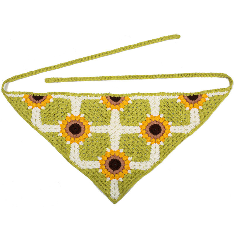 Francia cereza toallas triangulares mujeres primavera y otoño viajes padres-hijos gancho de punto flores hueco pañuelo de arte correa de pelo gorro