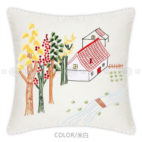 Fábrica al por mayor de color de impresión bordado de la cinta hecha a mano DIY paquete de material cojín funda de almohada flor frente mariposa volando doble platillo Flying dance