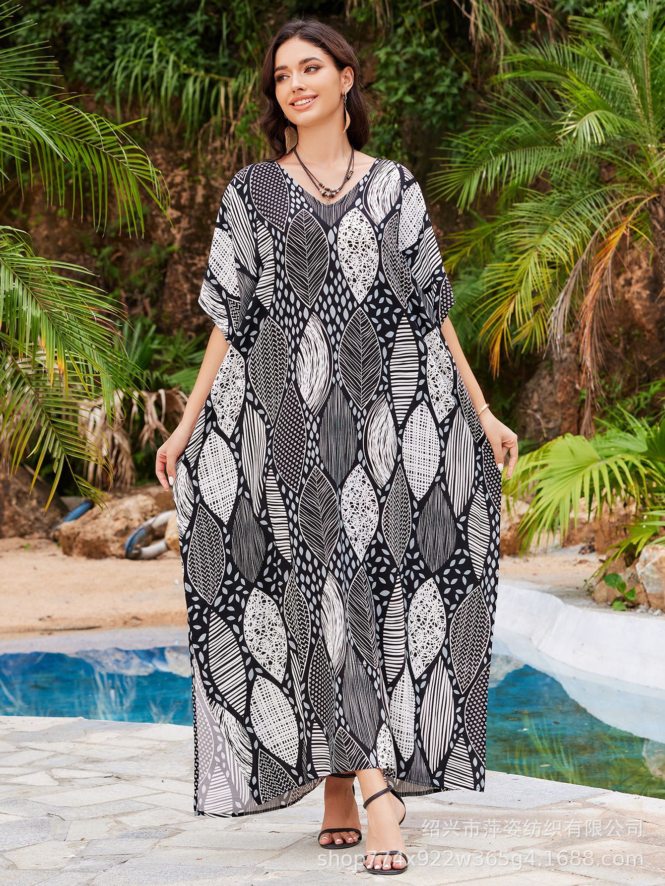 2025 nuevo algodón impresa camisa de playa vestido de vacaciones suelto bikini camisa trajes de baño mujeres AT612