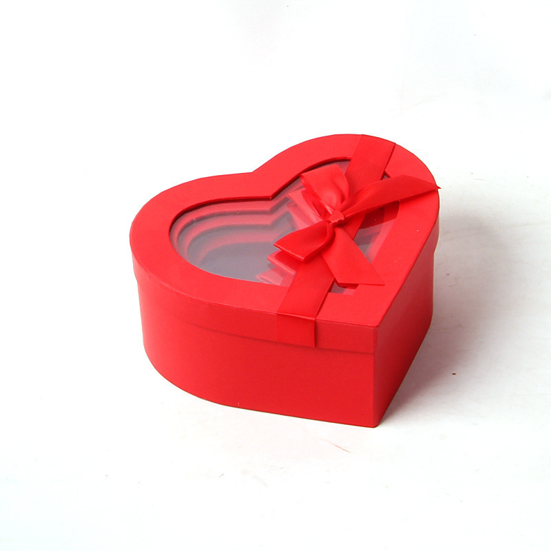 Cuatro piezas de arco en forma de corazón caja de regalo caja de PVC caja de embalaje creativa caja de regalo de lápiz labial encantadora caja de regalo de cumpleaños