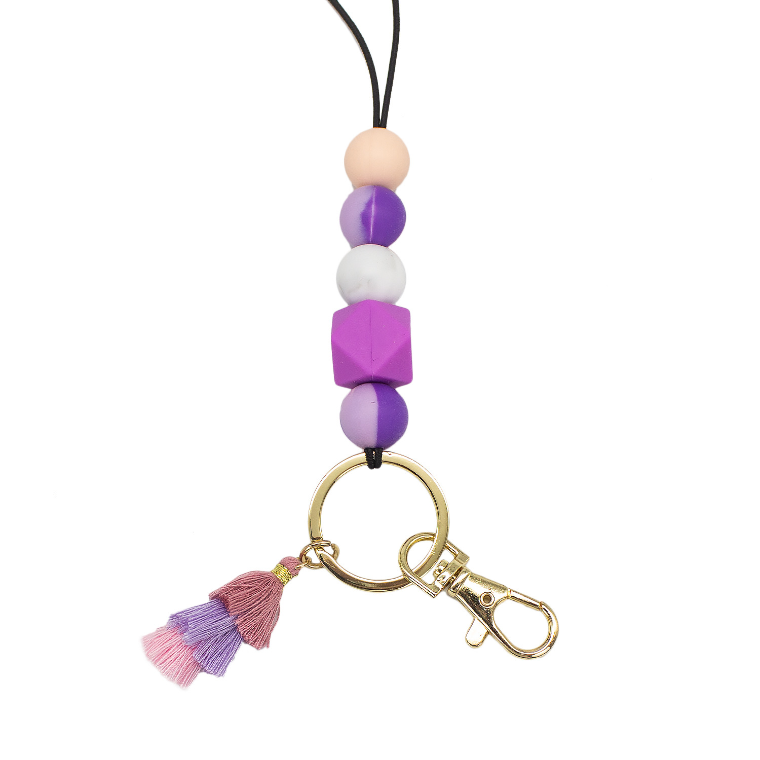 Cordón de cuentas de silicona de dibujos animados collar de goma suave Estudiante Adulto fiesta universal colgante borla cordón llavero