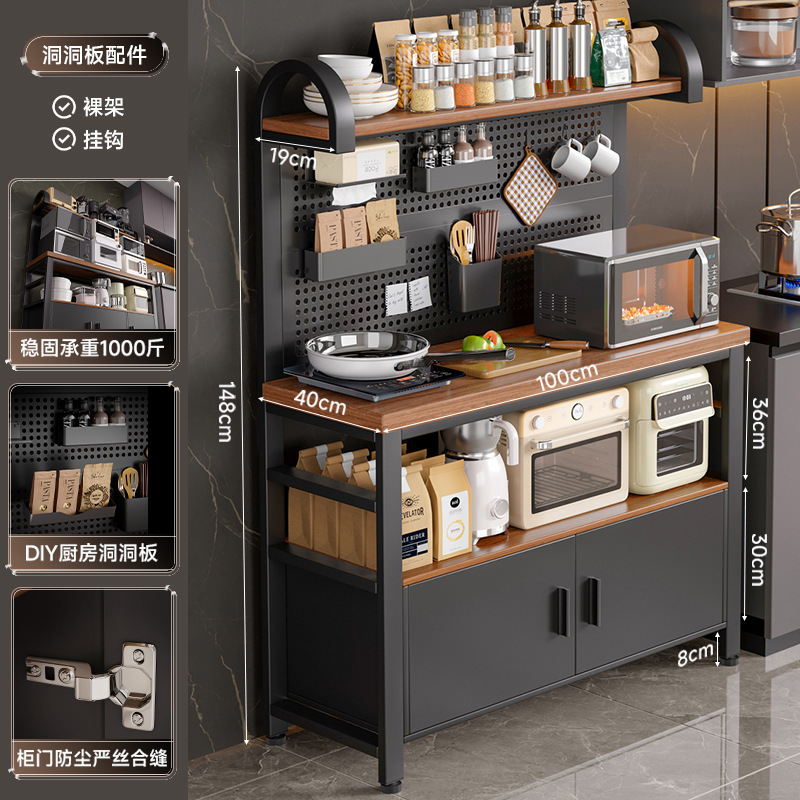 Nuevo estante de cocina multifuncional agujero placa agujero contra la pared mesa de trabajo horno de microondas utensilios estante de almacenamiento gabinete de comedor