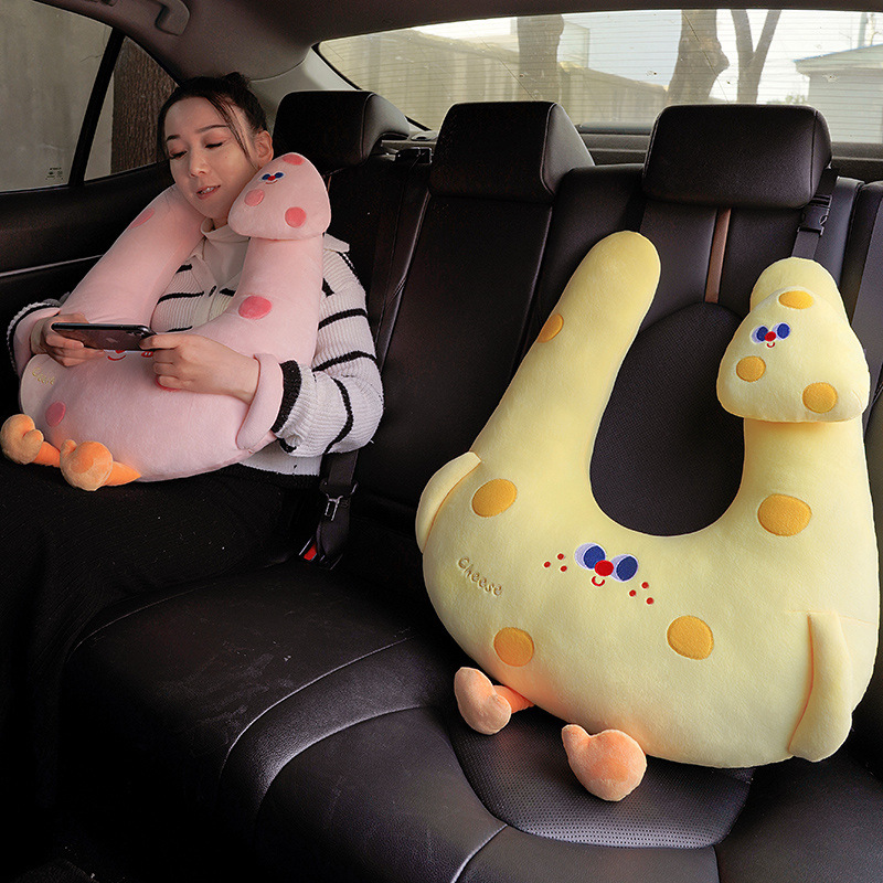 Cojín de cabeza de peluche de dibujos animados lindo cojín de automóvil almohada para niños almohada para dormir almohada para dormir niñas