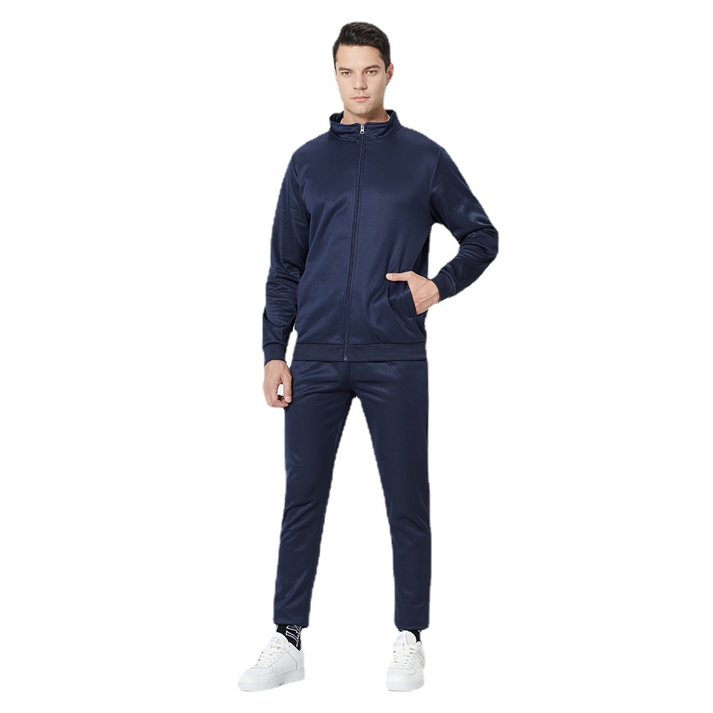Chaqueta deportiva otoño e invierno nuevos pantalones de hombre de dos piezas color sólido moda casual suelto casual todo fósforo