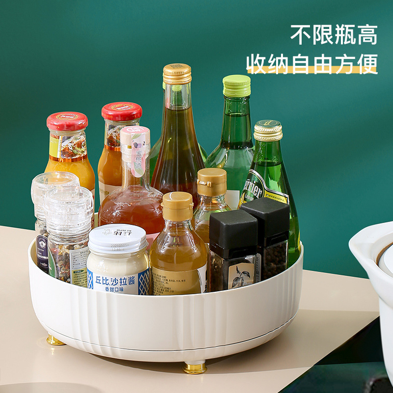 厨房可旋转调料置物架多功能360度调味酱油醋收纳架子轻奢水果盘|undefined