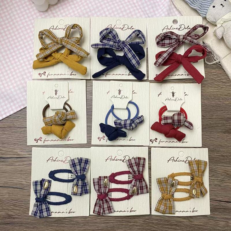 Dora Autumn and Winter Korean Fabric Plaid Edge Clip Hairpin Bow Hair Rope Hairpin Hair Accessories