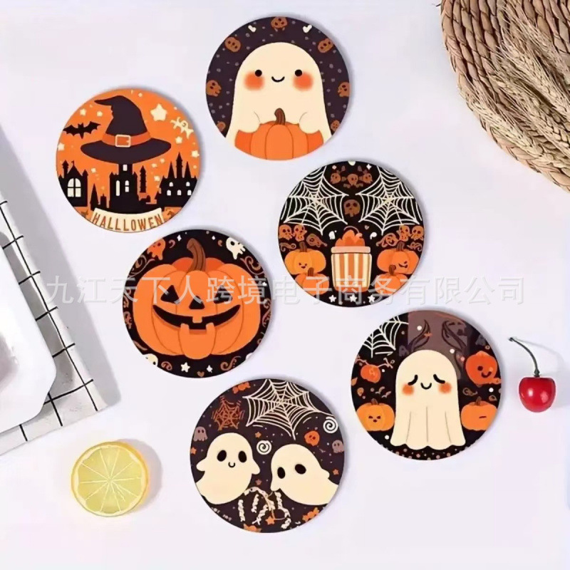 Amazon's Best-Selling Wooden Round Coasters Cross-Border New Dining Table and Tea Table Dual-Purpose Anti-Scalding and Anti-Slip Coaster Set