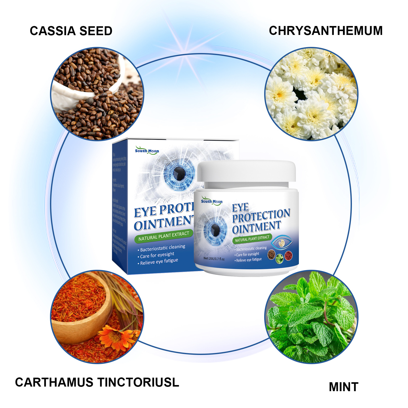 Creme para os olhos South Moon repara dor nos olhos, fadiga, ressecamento, brilho, creme hidratante suave_voghion.com