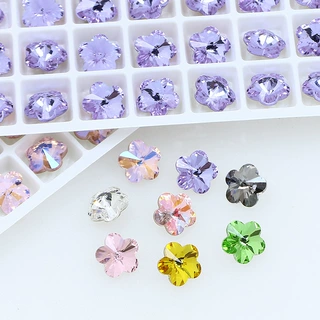 东洲镀膜新品樱花粉月光系列梅花尖底钻立体小花美甲钻K9玻璃钻