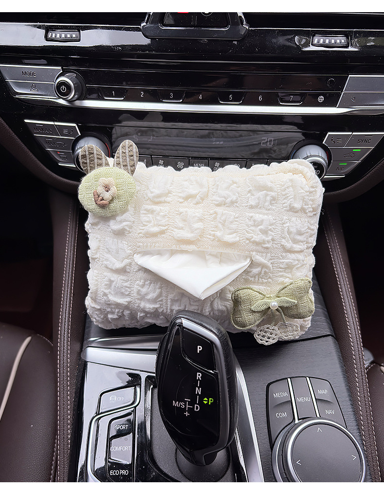 Bow Car Tissue Box Hanging Car Tissue Box Cute Small Fresh Car Interior Armrest Box Paper Tissue Box