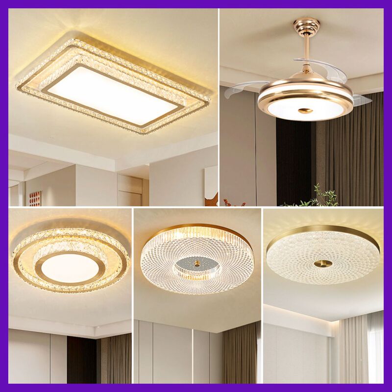 Copper Crystal Living Room Ceiling Lamp Modern Minimalist Led Study Three-Bedroom Two-Living Room Lighting Package Three-Color Light Source Indoor Copper Crystal Living Room Ceiling Lamp Modern Minimalist Led Study Three-Bedroom Two-Living Room Lighting Package Three-Color Light Source Indoor