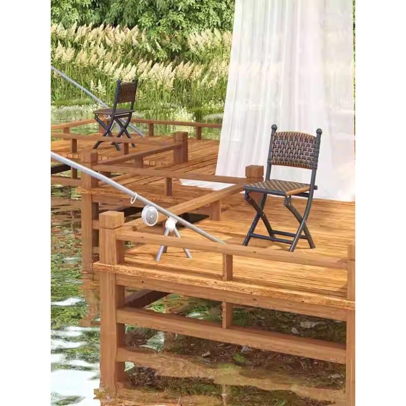 silla de caña plegable al aire libre silla de pesca portátil caballo balcón patio silla de camping