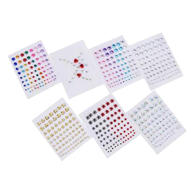 Popular 81 tabletas con pegamento DIY ceja ojo pegatinas frente cara rhinestone pegatinas Adhesivo acrílico rhinestone