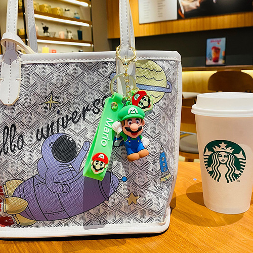 New cartoon game Super Mario Mario plush keychain ornament cute figurine auto key wholesale