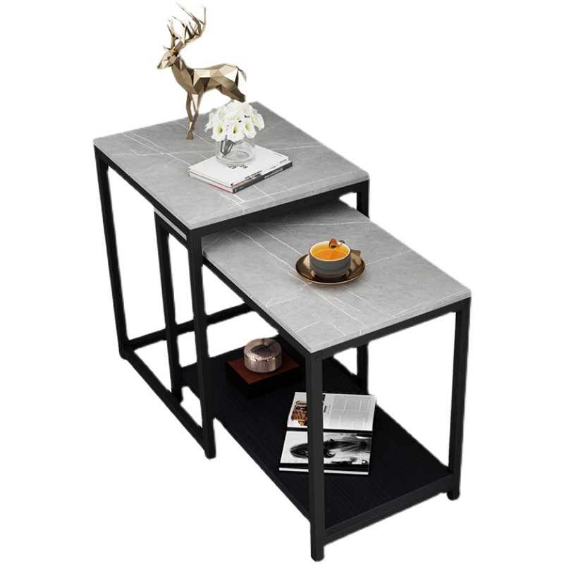 Sofá de tabla de roca simple armario lateral sala de estar móvil pequeño tablero de té al lado del armario lateral sofá cuadrado lujoso ángulo mesas