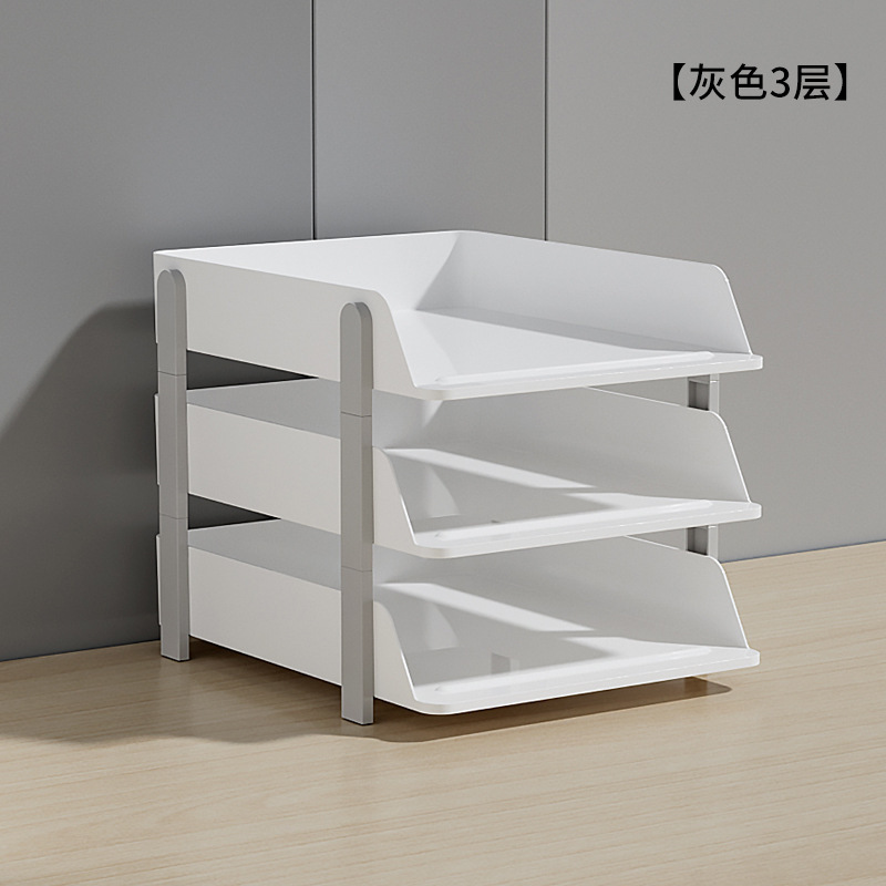 간단한 파일 랙 3 층 달빛 회색