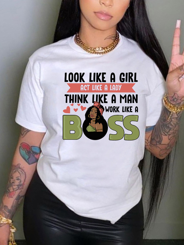 B6 black girl printed T-shirt feminist short sleeve top African girl printed ladies a generation of hair