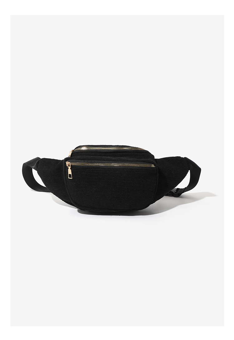 101g Weight Polyester Lining Material Zipper Closure Type Single Shoulder Strap Strap Type Fanny Pack Bags Type Casual, Street Occasion Corduroy Material Solid Color Pattern Spring Season Women's Gender Streetwear Style Dumpling Shape Shape Medium Size Women's Streetwear Solid Color Corduroy Waist Bags 17