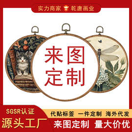 热销创意复古仿木纹装饰艺术壁画 卧室客厅书房帆布挂画 厂家直发