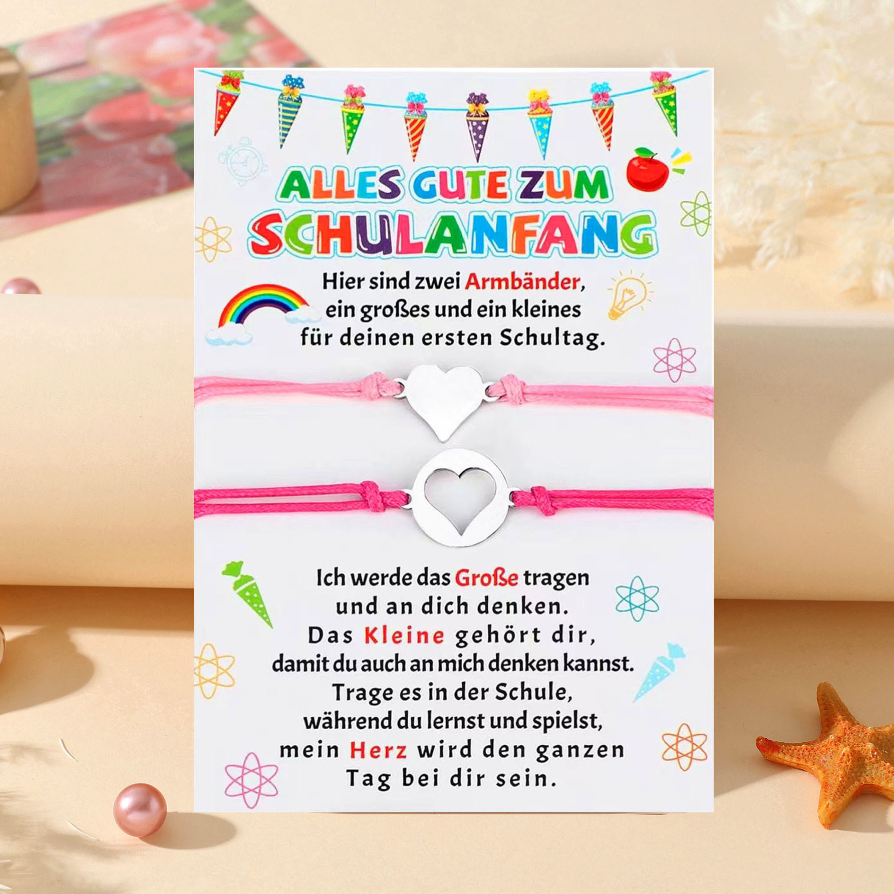 Cross-border European And American Back-to-school Season Bracelet, Creative Stainless Steel Heart-shaped Dopamine-style_voghion.com