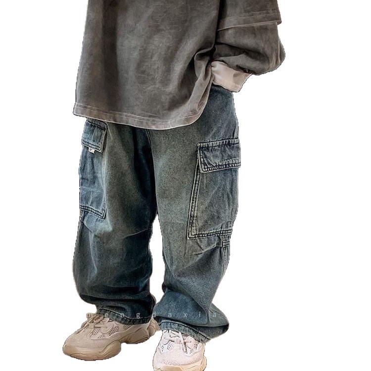 Nuevos pantalones de ropa para niños, pantalones de callejera fritos, primavera y otoño, pantalones largos largos ociosos para niños y niñas.