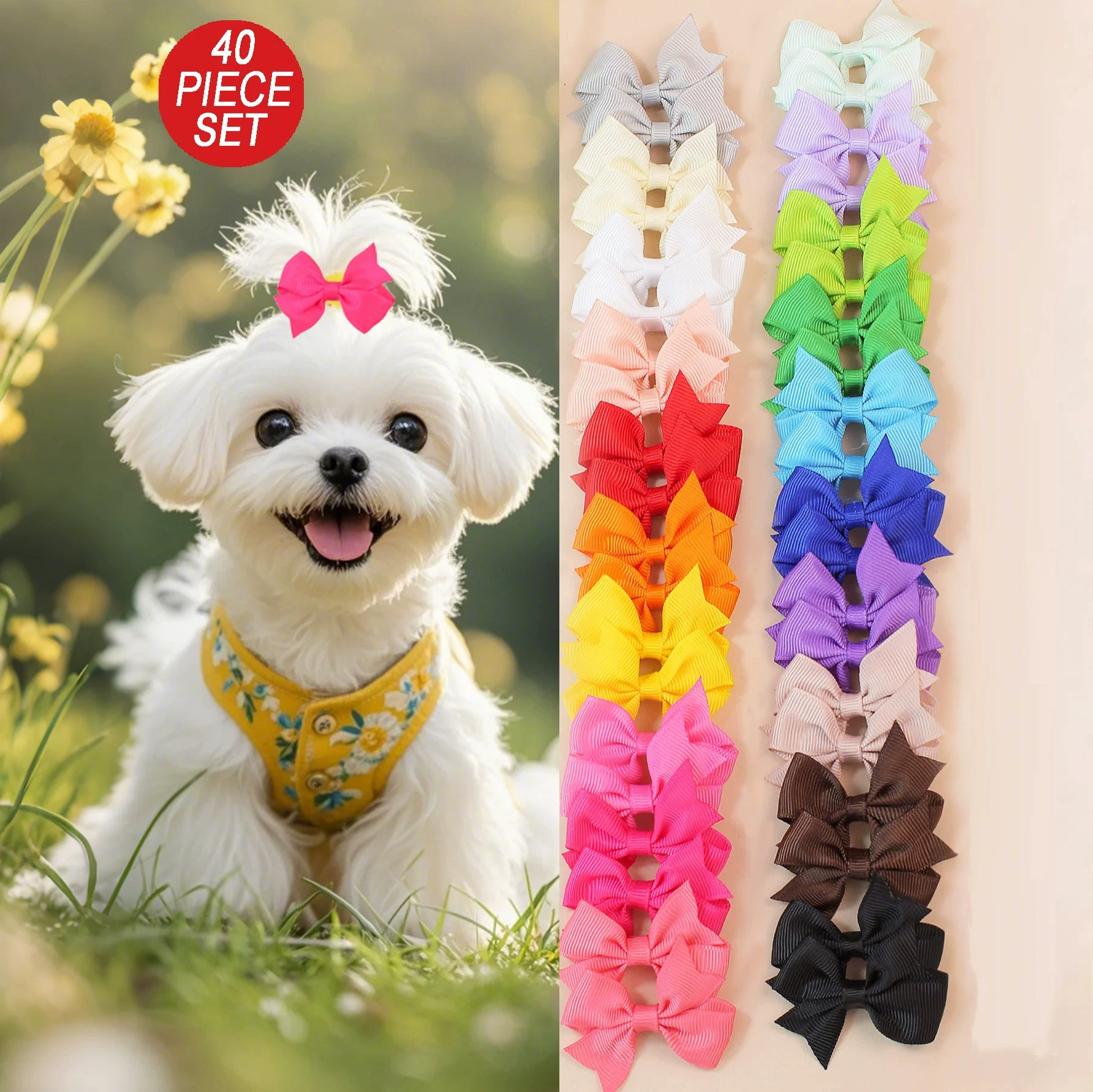 Амазонка сплошной цвет бант для волос Симпатичные домашние собаки Malzis для волос Тедди мини-заколки для волос