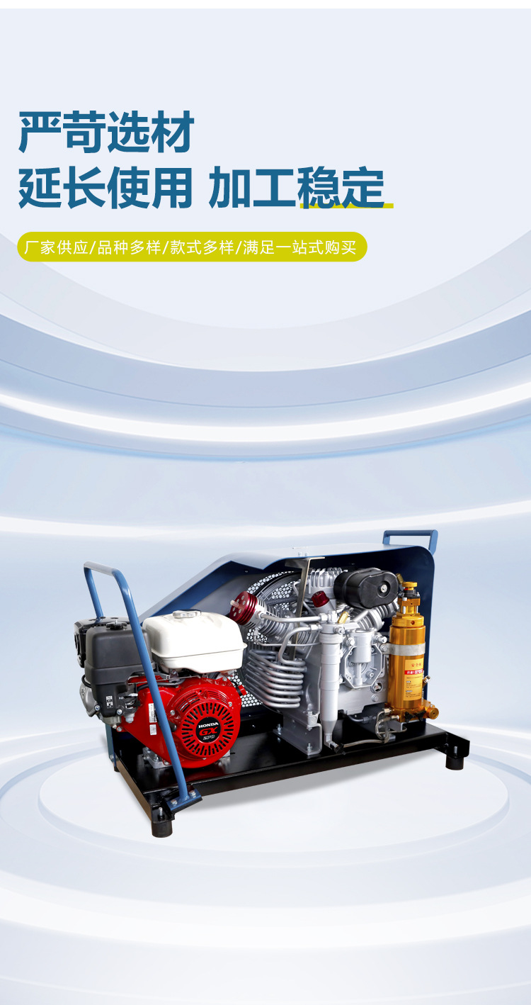 Oil-Pumped Lubricated Gasoline Ventilator, High-Pressure Stable Diving Fire-Fighting Filling Pump, High-Pressure Piston Air Compressor