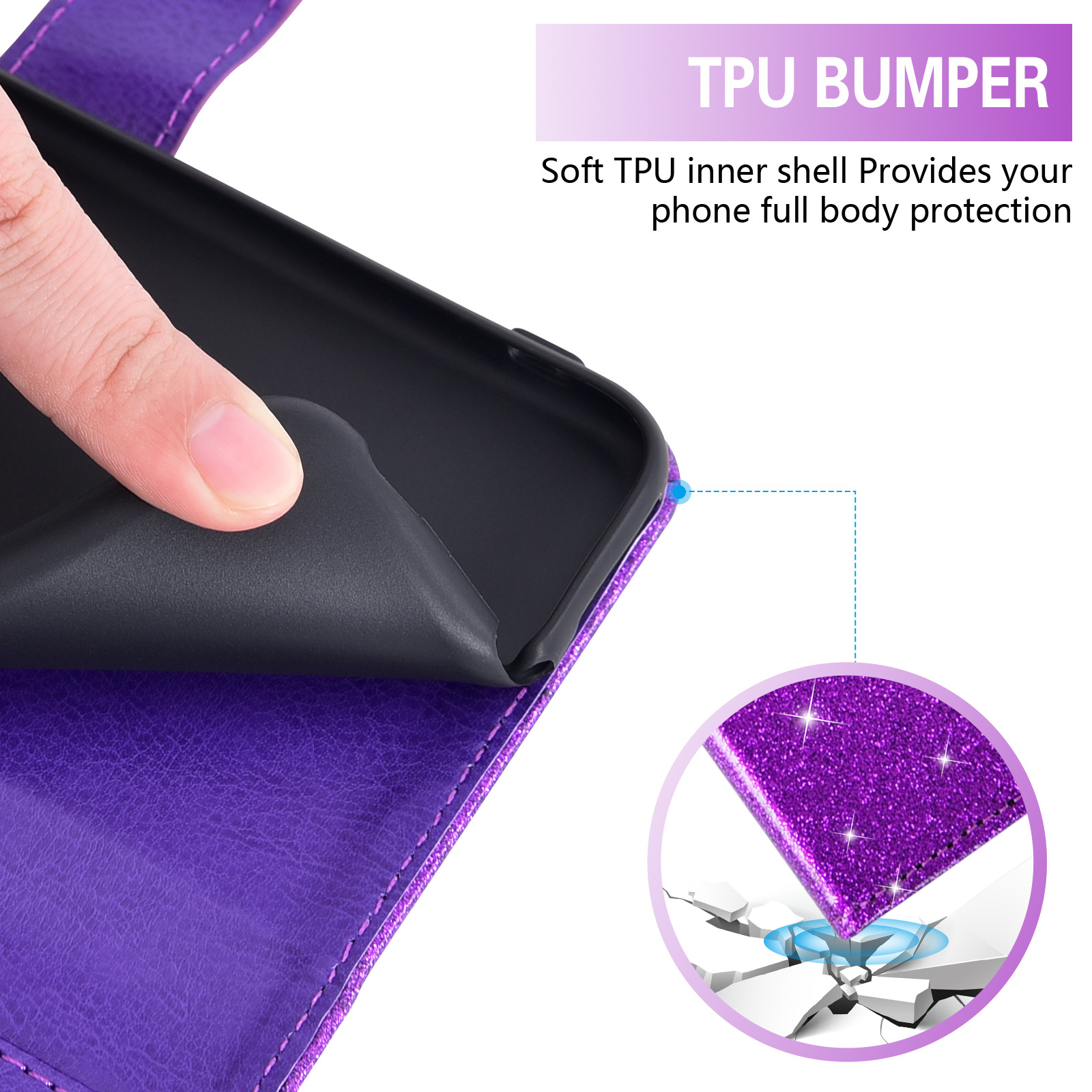 Convient pour Xiaomi 10 S, portefeuille rose scintillant de couleur unie avec support à fente, étui en cuir pour téléphone_voghion.com