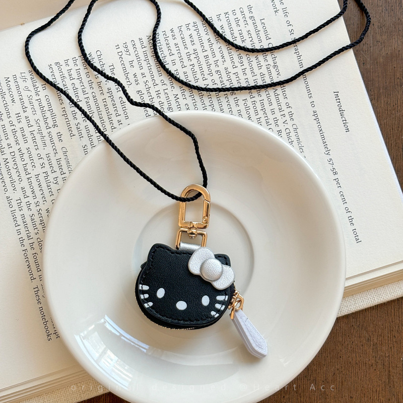 甘くてかわいい kt 猫レザーペンダントロングホルターネックネックレス女性の絶妙な甘いバッグ携帯電話ペンダントネックレス|undefined