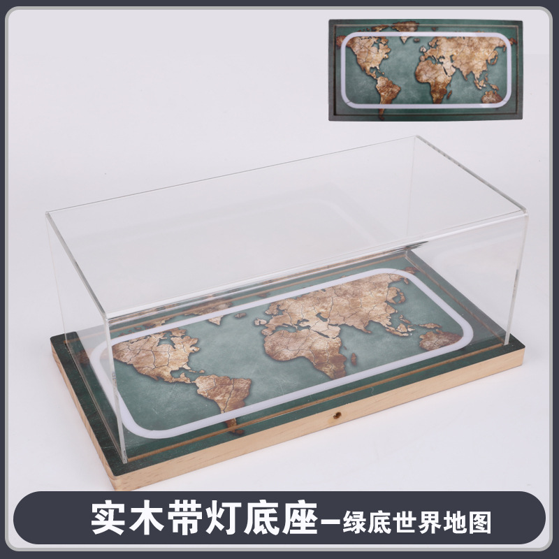 1/18 car model storage box hot bending integrated transparent acrylic display box with light bottom model storage box
