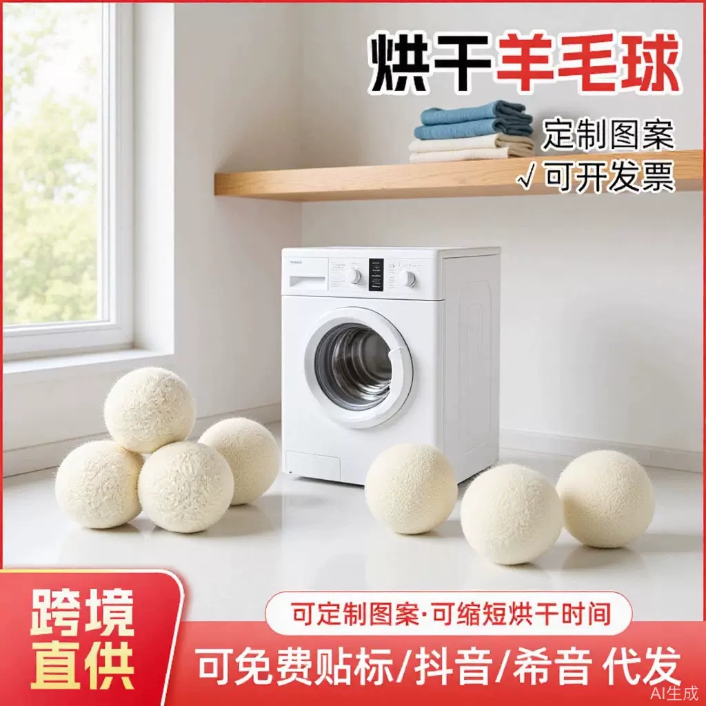 羊毛球烘干机毛毡球羊毛干燥球6-8cm居家洗衣球羊毛干燥球跨境