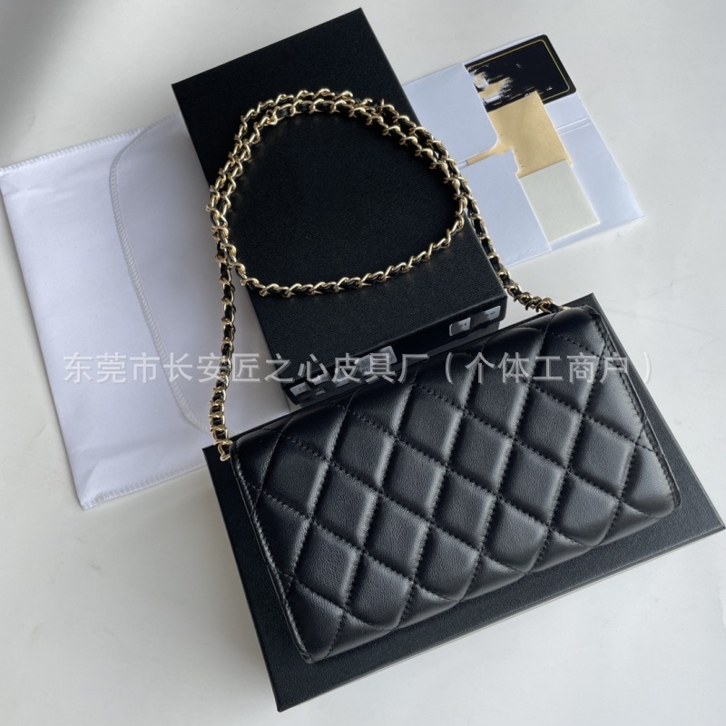 真皮小香钱包卡包大容量手拿包斜挎小包cf羊皮菱格牛皮鱼子酱女士|undefined