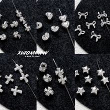 合金镀银保色蝴蝶结十字架圆珠隔珠diy手作手链项链耳饰串珠配件