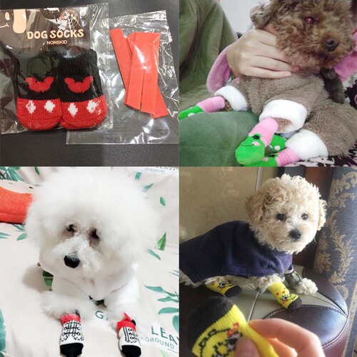 Styles Optional Christmas New Year Dog Cat Pet Teddy Pomeranian Anti-slip Socks Rubber Covers Manufacturer Wholesale