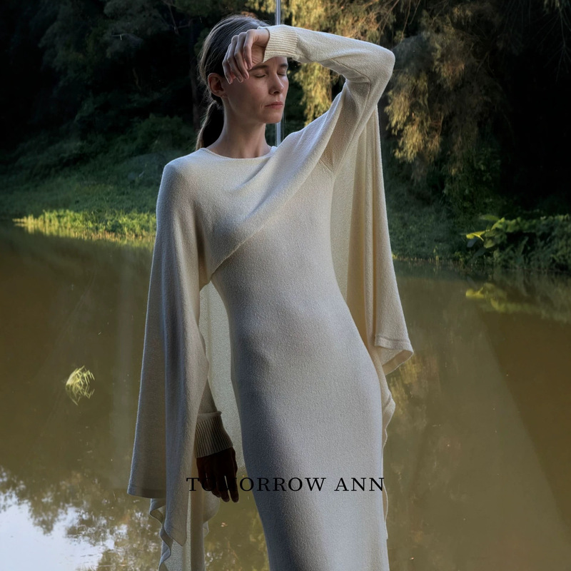 TOMORROWANN All-in-one High-Intelligence Blouse Dress, Lazy Minimalist Relaxed Long Dress 13361