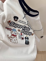 1178 # 実価刺繍 (純 _ 綿220グラム精櫛密着) 半袖tシャツ女
