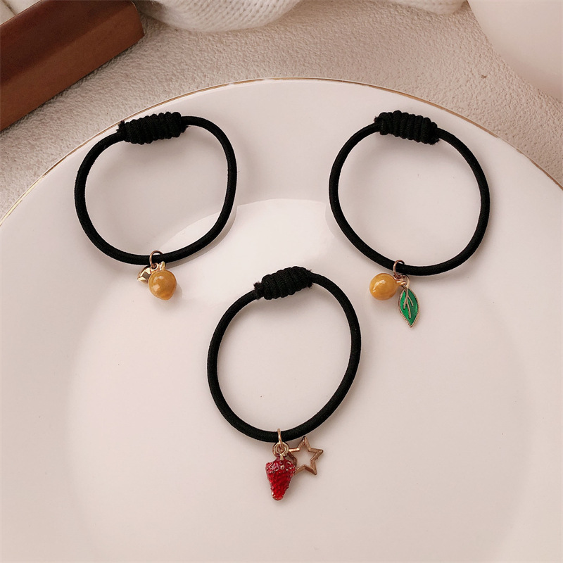 Mujeres coreanas de fresa calabaza cuerda de cabello encantadora tocado rojo simple correa de correa de correa