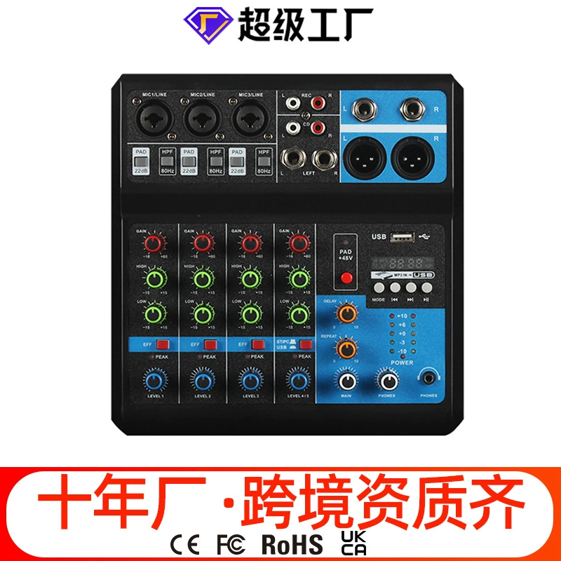 Enping новый маленький 5-кановый микшер запись DJ мобильный телефон компьютер звуковая карта USB с Bluetooth микшер эффект