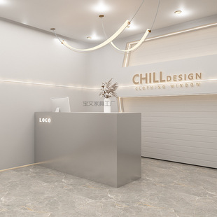 Bw2 Simple Modern Small Clothing Store Stainless Steel Cashier Beauty Salon Nail Salon Bar Table Front Desk