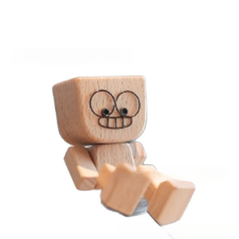 跨境新款Shaking Feet Wooden Doll木头人汽车装饰摆件|undefined